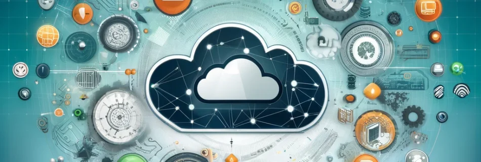 A modern illustration visualizing AWS CLF-CO2_ Cloud Concepts. The image features elements such as cloud icons, interconnected nodes